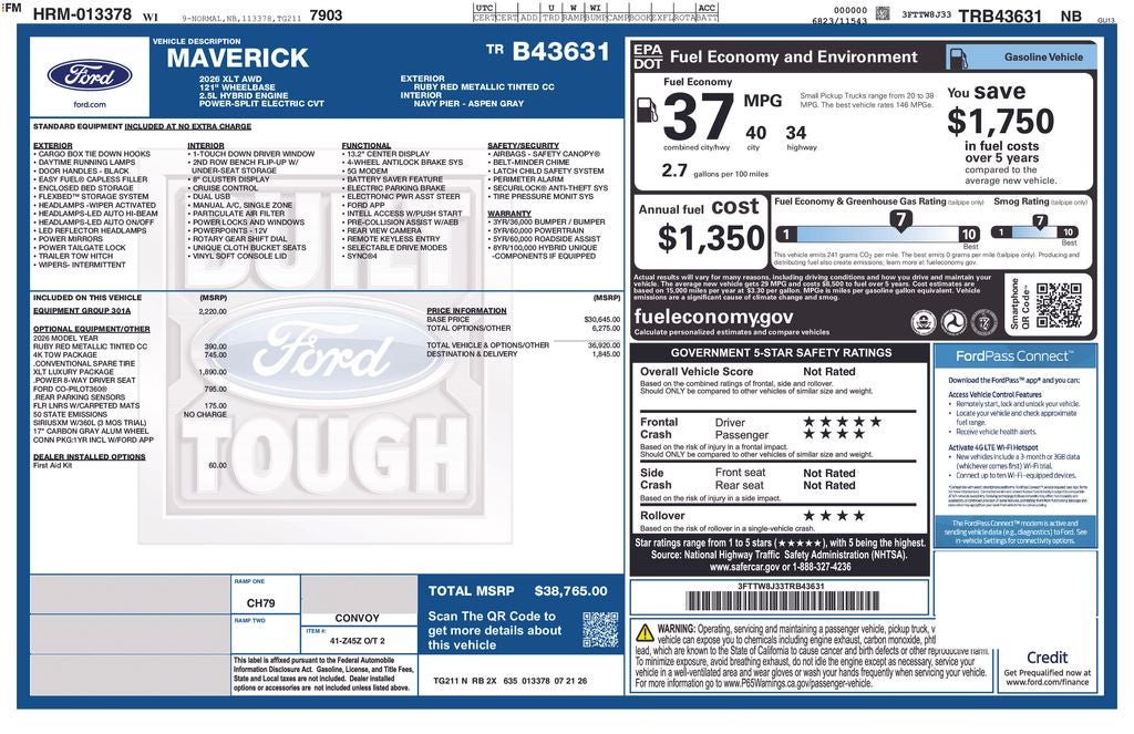 2026 Ford Maverick XLT
