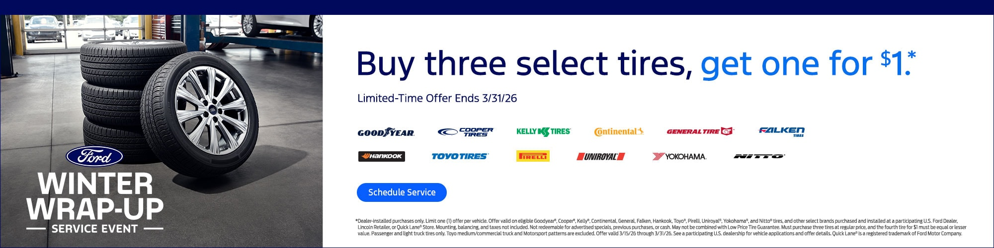 Buy 3 Select Tires,Get 1 for $1 at Kayser Ford of Sauk City in Sauk City WI