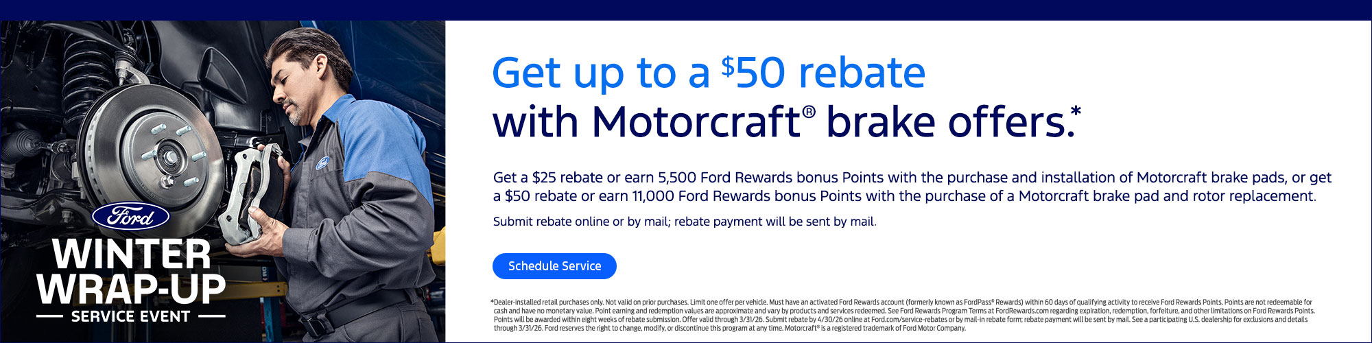 $50 Rebate with Motorcraft Brake Offers at Kayser Ford of Sauk City in Sauk City 